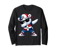 Dominican Republic Bear Patriotic Dabbing Dab Boys Kids 2025 Long Sleeve T-Shirt