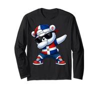 Dominican Republic Bear Patriotic Dabbing Dab Boys Kids 2025 Long Sleeve T-Shirt