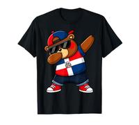 Dominican Republic Bear Patriotic Dabbing Dab Boys Kids 2025 T-Shirt