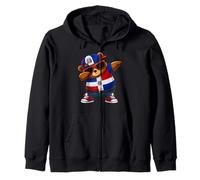 Dominican Republic Bear Patriotic Dabbing Dab Boys Kids 2025 Zip Hoodie