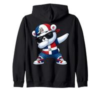 Dominican Republic Bear Patriotic Dabbing Dab Boys Kids 2025 Zip Hoodie