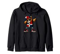 Dominican Republic Bear Patriotic Dabbing Dab Boys Kids 2025 Zip Hoodie