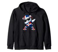 Dominican Republic Bear Patriotic Dabbing Dab Boys Kids 2025 Zip Hoodie