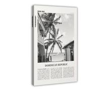 Dominican Republic Black And White Street, Dominica, Santo Domingo, Caribbean City Map Travel Landscape Canvas Art Wall Decor Posters Home Bar Restaurant Garage Cafe Logo Gift 20x30inch(50x75cm)