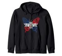 Dominican Republic Butterfly Flag Pride Zip Hoodie