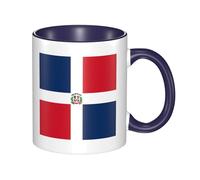 Dominican Republic Coffee Mugs Set Double Color Ceramic Cups 11oz Flat Bottom Stoneware Navy Blue Print Mugs Personalized Gift