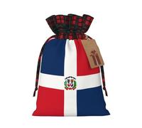Dominican Republic Colorblock linen drawstring bags Christmas drawstring bags perfect for Christmas party decorations