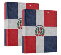 Dominican Republic Flag 1.5 Inch 3 Ring Binders Hold 200 Sheets Floral Animal Portfolio Ring Round Ring Recipe Binder, 12.4x10.63x2.36inch, 1 Pack