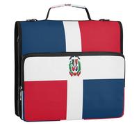 Dominican Republic Flag 1.5 Inch 3 Rings Sturdy Zipper Binder with Shoulder Strap Multi-Pocket Document Binder Organizer for Office School