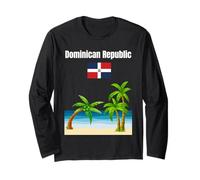 Dominican Republic Flag Beach Lover Travel Souvenir Long Sleeve T-Shirt