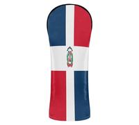 Dominican Republic Flag Blue Red Golf Cover Set Pu Leather with Interchangeable No. Tags Designed to Fit All Woods and Drivers