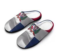 Dominican Republic Flag Breathable Slippers Women Slip On Winter Warm House Slippers Shoes Bedroom 9-10(40-41)