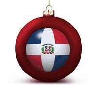Dominican Republic Flag Christmas Balls Ornaments,National Flag Keepsake,Red Dominican Republic Hanging Ornaments Balls for Christmas Trees Merry Christmas Baubles New Year