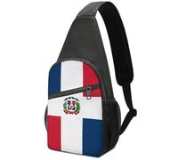 Dominican Republic Flag Country Teal Brown Western Rustic Tooled Cowboy Large Capacity Portable Chest Bag, Single Shoulder Chest Bag