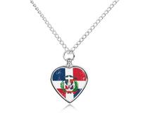 Dominican Republic Flag Custom Urn Necklace for Ashes Heart Keepsake Pendant Jewelry Memorial Cremation