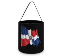Dominican Republic Flag Cute Halloween Candy Bucket Reusable Collapsible Candies Basket Fabric Tote Bags