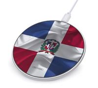 Dominican Republic Flag Fast Portable Charger Round Phone Charging Pad 10W for Travel Work