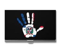 Dominican Republic Flag Palm Business Card Wallet Credit Card Holder Metal Square Small Pocket Purse