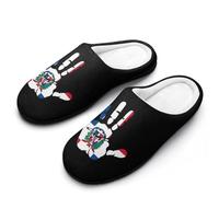 Dominican Republic Flag Palm Slippers Women Winter Warm Cotton Hotel Slippers Anti-Slip Indoor Slip-Ons House Shoes 7-8（39-40