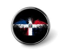 Dominican Republic Flag Round Metal Badge Lapel Pin,Stylish Patriotic Pattern Button Brooch Decorative Badges for Men Women