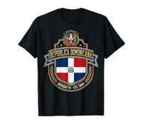 Dominican Republic Flag Shield Crest Quisqueya Est 1844 T-Shirt