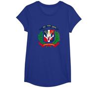 Dominican Republic Flag T-Shirt, Girls, Royal Blue, Medium