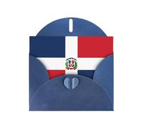Dominican Republic Horizontal Holiday Card With Blue Heart Shaped Envelope And Write Various Holiday Greetings