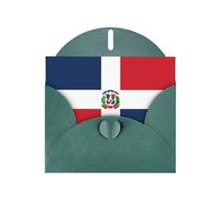 Dominican Republic Horizontal Holiday Card With Dark Green Heart Shaped Envelope And Write Various Holiday Greetings