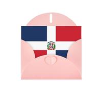 Dominican Republic Horizontal Holiday Card With Pink Heart Shaped Envelope And Write Various Holiday Greetings