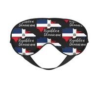 Dominican Republic Map Flag Eye Mask Sleep Mask Light BlockBlindfold Night Eyes Cover Soft Pressure-Free Eyeshade with Elastic Strap for Home Travel Office Nap Yoga