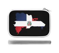 Dominican Republic Map Flag Pencil Case Holder Pouch Stationery Pen Bag PU Leather Organizer