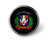 Dominican Republic National Emblem Round Metal Badge Lapel Pin,Stylish Patriotic Pattern Button Brooch Decorative Badges for Men Women