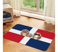 Dominican Republic Pet Food Mat 17.2x11.81in Absorbent Non-Slip PU Leather Feeding Mat for Dogs Cats Rubber Bottom Fast Drying Rollable Pet Bowl Placemat