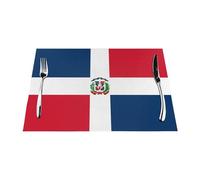 Dominican Republic Printed PVC Woven Table Mat 18x12 Inch Non-Slip Table Mat Protector
