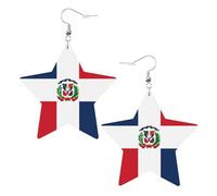 Dominican Republic Prints Leather Star-Shaped Earrings Lightweight And Stylish Accessories For Parties Dances And Everyday Life.