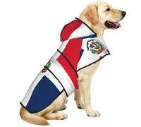 Dominican Republic Reflective Waterproof Dog Raincoat Jacket, Adjustable Hooded Pet Coat with Leash Hole,for Outdoor UseXL