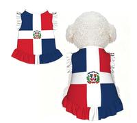 Dominican Republic Ruffle Dog Dress Frilly Sleeveless Breathable Summer Party for Small Dogs Cats M