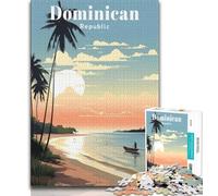 Dominican Republic Travel 1000 Piece Jigsaw Puzzle for Adults Teens,Staycation Kill Time Every Piece Is Unique - Challenging Family Fun Game 75x50cm