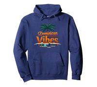 Dominican Republic Vibes: Tropical Beach Paradise Pullover Hoodie, Adult Unisex, Navy Blue, X-Large