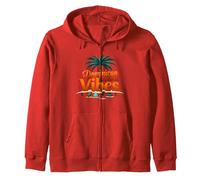 Dominican Republic Vibes: Tropical Beach Paradise Zip Hoodie, Adult Unisex, Red, Medium