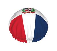 Dominican Republic Women's shower cap, waterproof, reusable, with washable elastic cord, suitable for long hair and braids, ideal for showering.