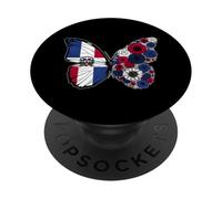 Dominicana Girls Dominican Flag Pride Heritage Butterfly PopSockets Adhesive PopGrip