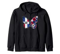 Dominicana Girls Dominican Flag Pride Heritage Butterfly Zip Hoodie