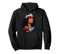 Dominicana Woman Curly Hair Dominican Flag Pullover Hoodie