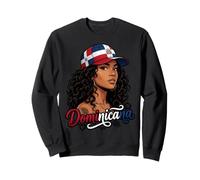 Dominicana Woman Curly Hair Dominican Flag Sweatshirt
