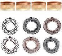 DOMINICK 10PCS Hair Side Comb Full Circle Stretch Flexible Comb Set,Fashion Classic Plastic Plain Hair Comb Slide Comb Elastic Headband Diamond Flexible Comb For Womne Wash Face Makeup