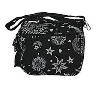Dominion Sun Moon Stars and Planets Celestial Hippie Boho Crossbody Single Shoulder Bag, Black, S