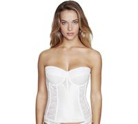Dominique Women’s Backless Strapless Juliette Satin Longline Bustier Bridal Bra #8950 - Full Support- Lingerie for women, White, 36D
