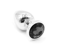 Dominitoy Metal Jeweled Butt Plug, 3 Sizes, Non-Porous, Multi-Color Gems (Black,M)