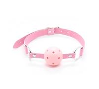 Dominitoy Silicone Ball Gag with Adjustable PU Leather Strap (Pink)